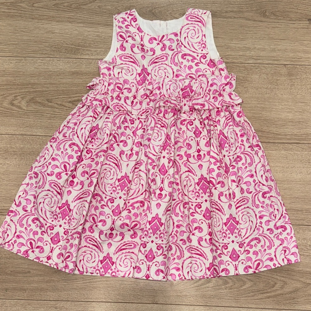 Le za me Pink Patterned Kids Dress